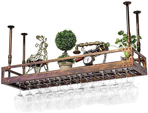 Weinregal, Weinglashalter, hängender Weinglashalter, höhenverstellbar, Kelchhalter für Bars, Restaurants, Küchen, Dekorationsregal, schwarz (Farbe: Schwarz, Größe: 100 x 35 cm) von FGFTHJBJNBDKFVFNVJNFBNVJG