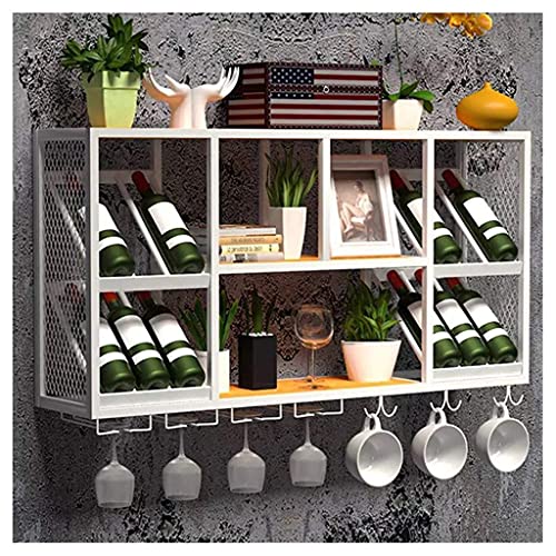Weinregal Bar Restaurant Weinglasregal Zuhause Hängende Stielgläser Halter Industrie Metall Wandmontage Holz Hängeregal Weinflaschenhalter Weiß von FGFTHJBJNBDKFVFNVJNFBNVJG