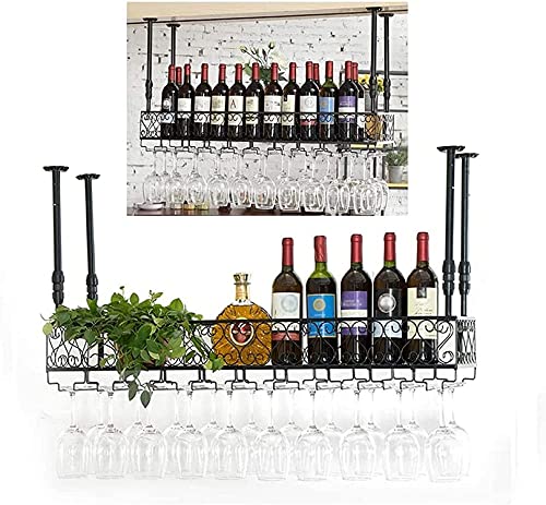 Weinregal Dekoration Upside Down Weinglashalter Schmiedeeisen Deckenregal Besteck Flaschenregal Stielglas Kelch Regal Hohe Kapazität Küche Zuhause Bar Theke Restaurants Bla von FGFTHJBJNBDKFVFNVJNFBNVJG