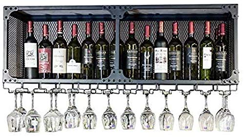 Weinregal Weinbar Wandregal Eisen Kunst Hängende Weinregal Industrie Hängende Bar Glasregal Hängender Flaschenhalter (Farbe: 120 x 30 x 45 cm) von FGFTHJBJNBDKFVFNVJNFBNVJG
