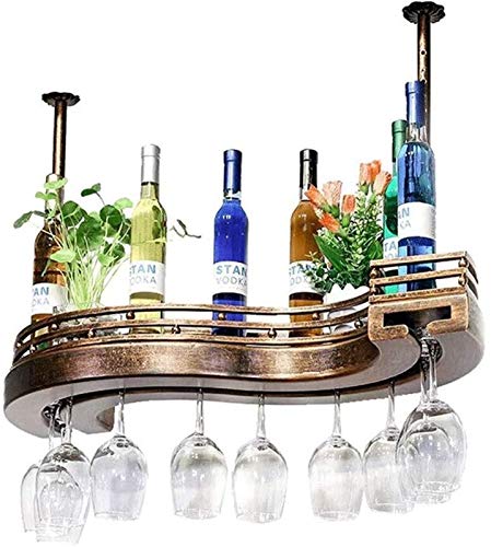 Weinregal Weinglashalter Hängender Weinglashalter Europäische Metall Eisen Kunst Einstellbare Höhe mit Leitplankenregalen für Bars Restaurants Küchen (Farbe: 80 x 25 cm) von FGFTHJBJNBDKFVFNVJNFBNVJG