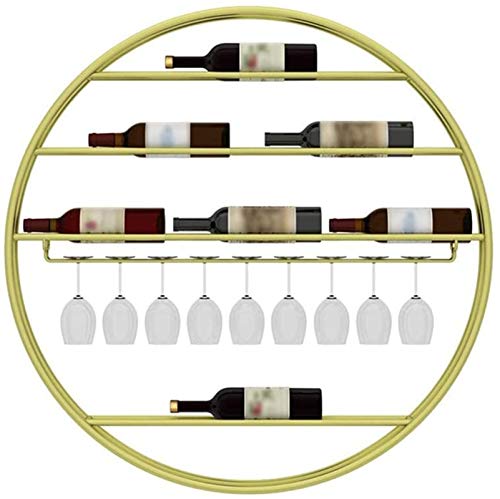 Weinregal Weinglasregal Wandmontage Weinregal Rund Schmiedeeisen Wand Rotwein Becherhalter Zuhause Rotwein Tassenständer Hoher Getränkehalter Gold (Farbe: Gold) von FGFTHJBJNBDKFVFNVJNFBNVJG
