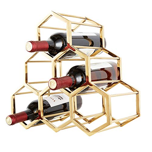 Weinregal aus Metall, freistehend, platzsparend, für Zuhause, Küche, Bar (Farbe: Gold, Größe: 6 Flaschen) von FGFTHJBJNBDKFVFNVJNFBNVJG