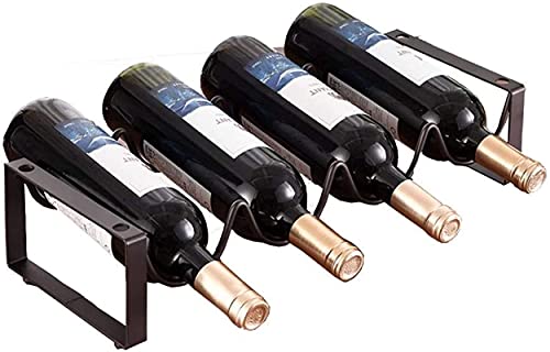 Weinregal für 4 Flaschen, Metall, freistehend, platzsparender Schutz für rot-weißes, tragbares Weinregal (Farbe: Schwarz, Größe: 45 x 11 x 17 cm) von FGFTHJBJNBDKFVFNVJNFBNVJG