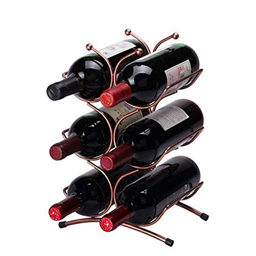 Weinregal für 6 Flaschen, freistehend, Metall, Weinregal, Tisch-Weinhalter, Ständer, Bronze für Zuhause, Küche, Bar (Farbe: Bronze, Größe: 6 Flaschen) von FGFTHJBJNBDKFVFNVJNFBNVJG
