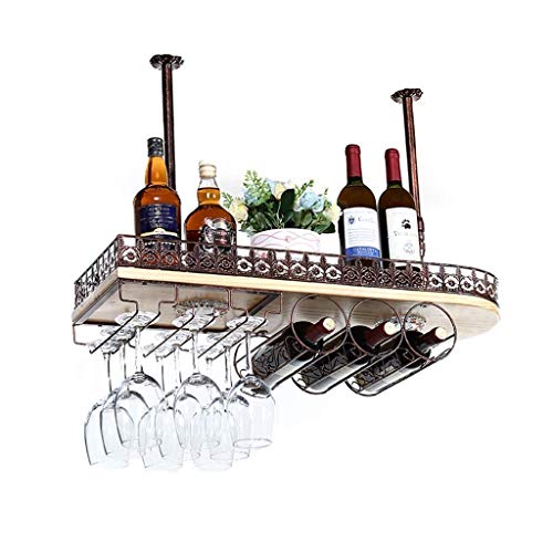 Weinregal zum Aufhängen, Schmiedeeisen, umgedrehtes Weinglas, einfache europäische Hausbar, Bar, Retro-Ornamente (Größe: 60 cm) von FGFTHJBJNBDKFVFNVJNFBNVJG