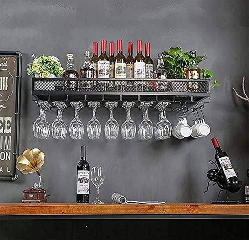 Weinregal zum Aufhängen an der Wand | Vintage-Weinflaschenhalter | Rustikaler Weinhalter zur Wandmontage (Farbe: Größe: 80 x 35 cm) Schwarz 120 x 35 cm von FGFTHJBJNBDKFVFNVJNFBNVJG