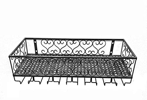 Weinregale, wandmontiertes Weinregal, Metall, Eisen, multifunktional, Wandaufhängung, Weinflaschenhalter, zum Aufhängen von Tassen, Gläsern, 80 x 25 x 17 cm (L x T x H) von FGFTHJBJNBDKFVFNVJNFBNVJG