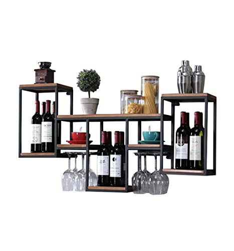 Weinregale Wand Weinregal Metall Eisen für Bar | Holz Weinglashalter | Weinständer | Kelchhalter | Wandmontierter Weinkühler | Wandbehang Würfelregal von FGFTHJBJNBDKFVFNVJNFBNVJG