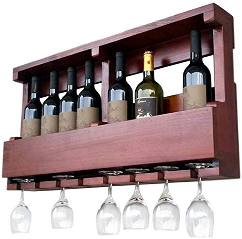 Weinregale aus Holz, Wandschrank, Vintage, Champagnerflaschenregal, Halter für 8 Weinflaschen und 8 Gläser von FGFTHJBJNBDKFVFNVJNFBNVJG