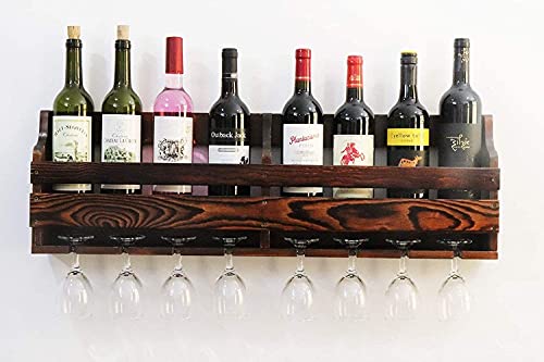 Weinregale aus Holz, Weinglas, Weinflaschen, Präsentationsregal, Kiefernholz, Wandhalterung, 8 Flaschen, 8 Flaschen mit langem Stiel, Glashalter (Chal Walnussholz, 8 Flaschen = 80 cm) von FGFTHJBJNBDKFVFNVJNFBNVJG