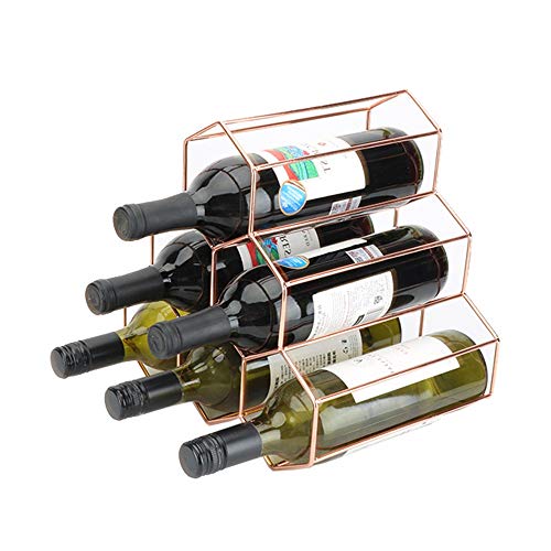 Weinregale für 6 Flaschen, modernes Weinregal aus Metall und Schreibtisch, elegantes Weinregal im französischen Stil (Farbe: Rosa, Größe: 27 x 28 x 21 cm) von FGFTHJBJNBDKFVFNVJNFBNVJG
