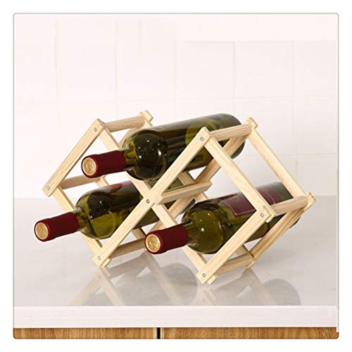 Zusammenklappbare Weinregale aus Holz, Flaschenschrank, Ständer, Halter, Holzregal, Organizer für Retro-Vitrine (Farbe: 6 Flaschen, antik) von FGFTHJBJNBDKFVFNVJNFBNVJG