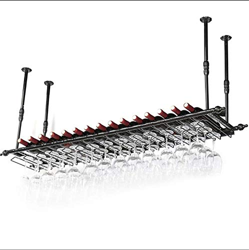 s Weinbar Wandregal Hängende Bar Glasregal Hängender Flaschenhalter Verstellbar (Schwarz) 60 x 30 cm (Farbe: 100 x 30 cm) von FGFTHJBJNBDKFVFNVJNFBNVJG