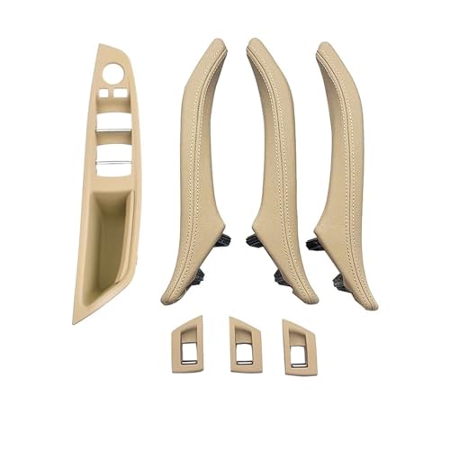FGHDSSA Auto Türgriff Innentürgriffe Für 5 Series 520i 523i 525i 528i 535i 7-teiliges Set LHD RHD Auto Armlehne Innentür Leder Pull Griff Montage(LHD BEIGE) von FGHDSSA