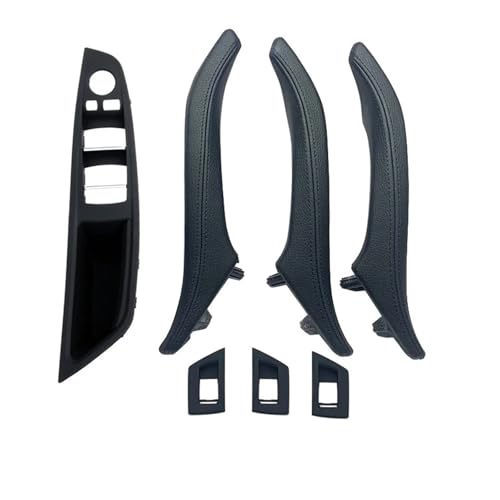 FGHDSSA Auto Türgriff Innentürgriffe Für 5 Series 520i 523i 525i 528i 535i 7-teiliges Set LHD RHD Auto Armlehne Innentür Leder Pull Griff Montage(LHD BLACK) von FGHDSSA