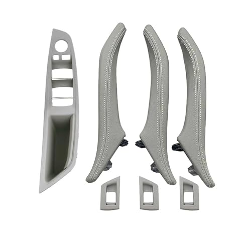 FGHDSSA Auto Türgriff Innentürgriffe Für 5 Series 520i 523i 525i 528i 535i 7-teiliges Set LHD RHD Auto Armlehne Innentür Leder Pull Griff Montage(LHD GRAY) von FGHDSSA