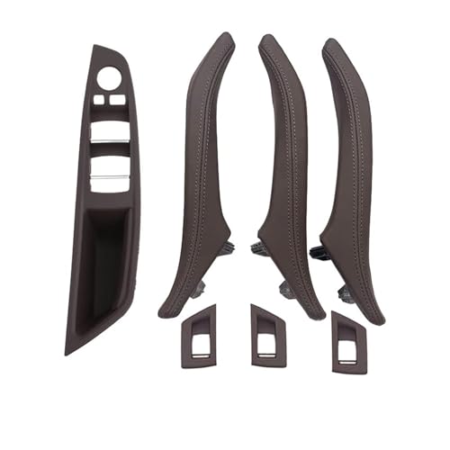 FGHDSSA Auto Türgriff Innentürgriffe Für 5 Series 520i 523i 525i 528i 535i 7-teiliges Set LHD RHD Auto Armlehne Innentür Leder Pull Griff Montage(LHD MOKA) von FGHDSSA