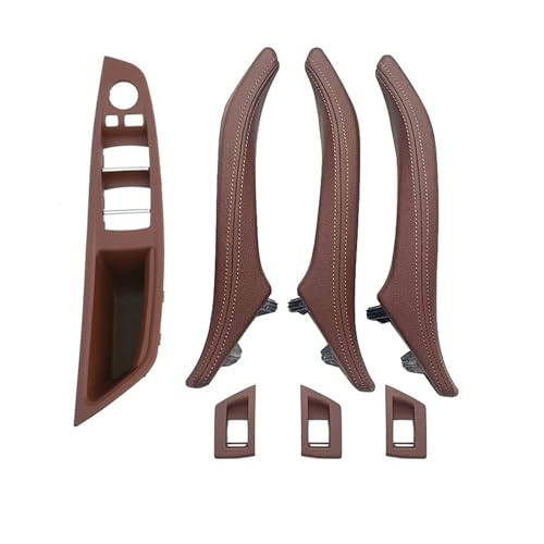 FGHDSSA Auto Türgriff Innentürgriffe Für 5 Series 520i 523i 525i 528i 535i 7-teiliges Set LHD RHD Auto Armlehne Innentür Leder Pull Griff Montage(LHD RED BROWN) von FGHDSSA