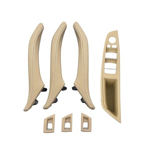 FGHDSSA Auto Türgriff Innentürgriffe Für 5 Series 520i 523i 525i 528i 535i 7-teiliges Set LHD RHD Auto Armlehne Innentür Leder Pull Griff Montage(RHD BEIGE) von FGHDSSA
