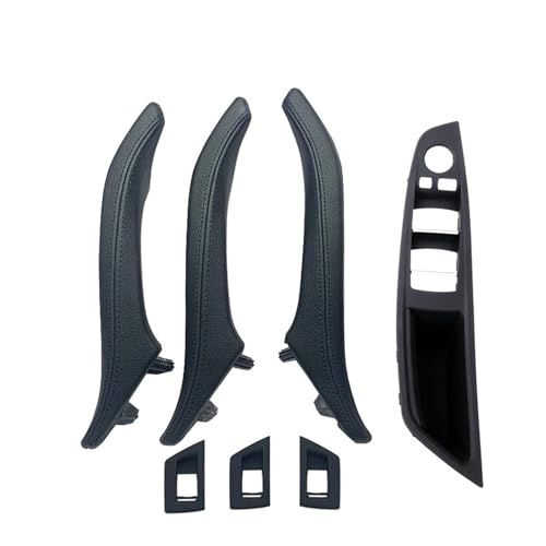 FGHDSSA Auto Türgriff Innentürgriffe Für 5 Series 520i 523i 525i 528i 535i 7-teiliges Set LHD RHD Auto Armlehne Innentür Leder Pull Griff Montage(RHD BLACK) von FGHDSSA