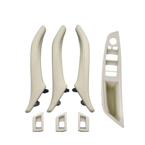 FGHDSSA Auto Türgriff Innentürgriffe Für 5 Series 520i 523i 525i 528i 535i 7-teiliges Set LHD RHD Auto Armlehne Innentür Leder Pull Griff Montage(RHD OYSTER) von FGHDSSA