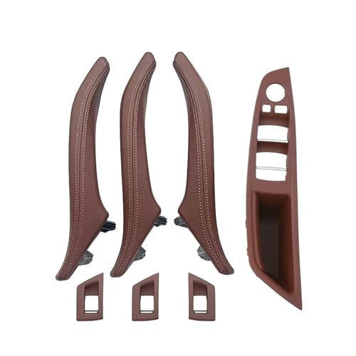 FGHDSSA Auto Türgriff Innentürgriffe Für 5 Series 520i 523i 525i 528i 535i 7-teiliges Set LHD RHD Auto Armlehne Innentür Leder Pull Griff Montage(RHD RED BROWN) von FGHDSSA