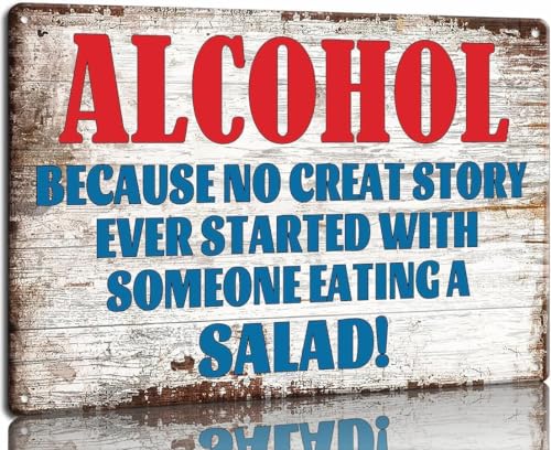 FGHFDHG Lustiges Bieralkohol-Schild, Metall-Blechschild, Hausbar, Küche, Metallschilder "Alcohol Because No Great Story Started with A Salad Drinking Sign for Pub Club Bar 30,5 x 20,3 cm FGHFDHG Lustiges Bieralkohol-Schild, Metall-Blechschild, Hausbar, Küche, Metallschilder "Alcohol Because No Great Story Started with A Salad Drinking Sign for Pub Club Bar 30,5 x 20,3 cm von FGHFDHG