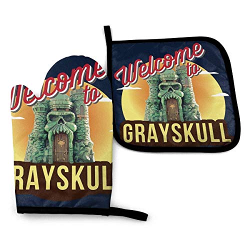 FGHJY Willkommen bei Greyskull He Man Masters of the Universe - Ofenhandschuhe und Topflappen Hitzebeständige Küchenbackhandschuhe Kochhandschuhe von FGHJY