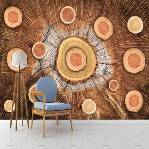 FGJFGGFR Wandbild 3D Wohnzimmer Tapete dreidimensionale abstrakte Baumring Innenhintergrund Wanddekoration Kunst Aufkleber Seide Wandmalerei von FGJFGGFR