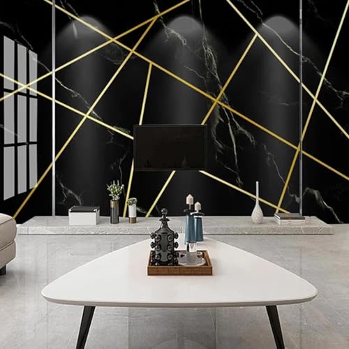 FGJFGGFR Wandbild 3d Wohnzimmer Tapete Gold geometrische Linien Marmor Innen Hintergrund Wanddekoration Kunst Aufkleber Seide Wandmalerei von FGJFGGFR