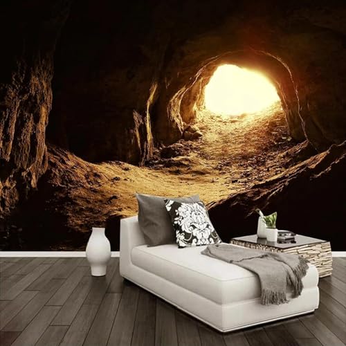 FGJFGGFR Wandbild 3d Wohnzimmer Tapete Höhle Sonnenlicht Stein Innen Hintergrund Wanddekoration Kunst Aufkleber Seide Wandmalerei von FGJFGGFR