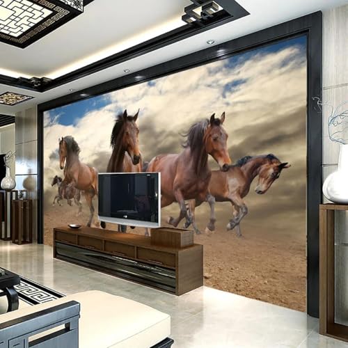 FGJFGGFR Wandbild 3d Wohnzimmer Tapete Wüste Pferd Herde Tier Innen Hintergrund Wanddekoration Kunst Aufkleber Seide Wandmalerei von FGJFGGFR