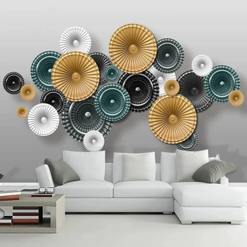 FGJFGGFR Wandbild 3d Wohnzimmer Tapete abstrakte geometrische kreisförmige Muster Innen Hintergrund Wanddekoration Kunst Aufkleber Seide Wandmalerei von FGJFGGFR