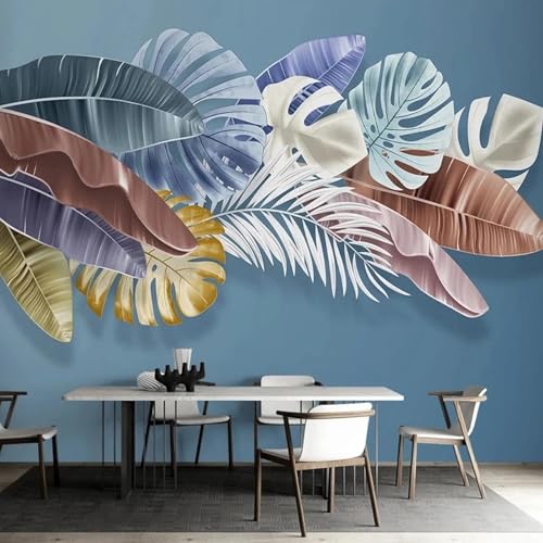 FGJFGGFR Wandbild 3d Wohnzimmer Tapete kreative Farbe Blätter Innen Hintergrund Wanddekoration Kunst Aufkleber Seide Wandmalerei von FGJFGGFR