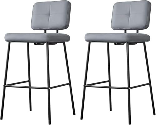 FGJUYLKvchgf 2er-Set Barhocker, Bequeme Barhocker mit Rückenlehne for Café/Kücheninsel(Dark Grey,High:75CM) von FGJUYLKvchgf
