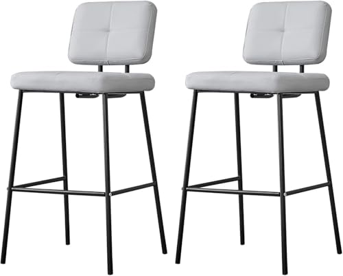 FGJUYLKvchgf 2er-Set Barhocker, Bequeme Barhocker mit Rückenlehne for Café/Kücheninsel(Light Grey,High:65CM) von FGJUYLKvchgf