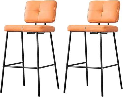 FGJUYLKvchgf 2er-Set Barhocker, Bequeme Barhocker mit Rückenlehne for Café/Kücheninsel(Orange,High:75CM) von FGJUYLKvchgf