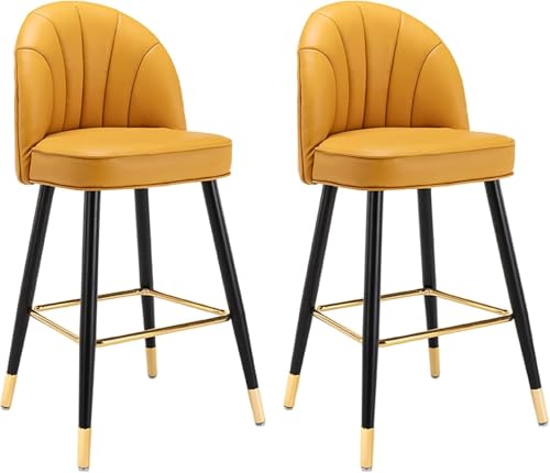 FGJUYLKvchgf 2er-Set Barhocker, gepolsterter Sitz mit Rückenlehne for Kücheninsel/Restaurant/Bar(Orange Pu Leather,55cm) von FGJUYLKvchgf