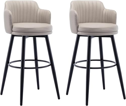 FGJUYLKvchgf 2er-Set Barhocker, hohe Hocker for Kücheninsel, 360° drehbares Design, gepolsterter Sitz mit hoher Rückenlehne(Light Khaki,75cm) von FGJUYLKvchgf