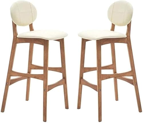 FGJUYLKvchgf 2er-Set Barhocker Barhocker mit Rückenlehne und Fußstütze Geeignet for Küchen/Pubs/Cafés(Beige,Seatheight75Cm) von FGJUYLKvchgf