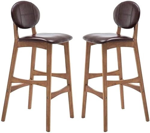 FGJUYLKvchgf 2er-Set Barhocker Barhocker mit Rückenlehne und Fußstütze Geeignet for Küchen/Pubs/Cafés(Brown,Seatheight65Cm) von FGJUYLKvchgf