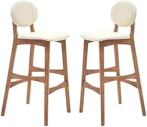 FGJUYLKvchgf 2er-Set Barhocker Bequeme Barhocker mit Rückenlehne Stabiler Holzrahmen Geeignet for Küche/Esszimmer(Beige,Seatheight75Cm) von FGJUYLKvchgf