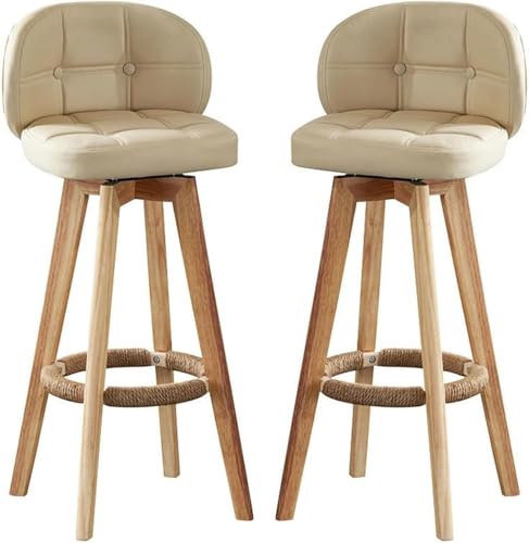 FGJUYLKvchgf 2er-Set Barhocker Bequeme Barhocker mit Rückenlehne und Fußstütze 360°-Drehdesign 136 kg Tragkraft(Khaki,83cm/32.7") von FGJUYLKvchgf