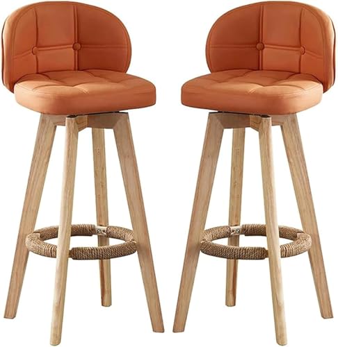 FGJUYLKvchgf 2er-Set Barhocker Bequeme Barhocker mit Rückenlehne und Fußstütze 360°-Drehdesign 136 kg Tragkraft(Orange,83cm/32.7") von FGJUYLKvchgf