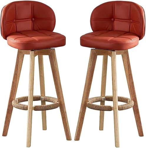 FGJUYLKvchgf 2er-Set Barhocker Bequeme Barhocker mit Rückenlehne und Fußstütze 360°-Drehdesign 136 kg Tragkraft(Red,73cm/28.7") von FGJUYLKvchgf