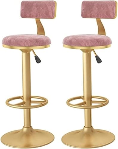 FGJUYLKvchgf 2er-Set Barhocker Höhenverstellbarer Barhocker 360° drehbarer Design-Hocker mit Rückenlehne und Fußstütze(Pink) von FGJUYLKvchgf