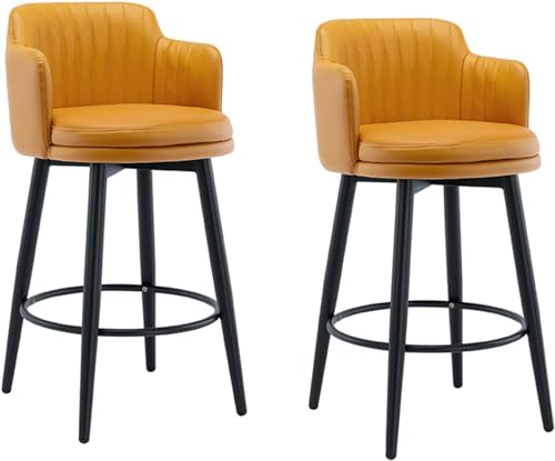 FGJUYLKvchgf 2er-Set Barhocker Kücheninsel Hohe Hocker mit Rückenlehne und bequemer Sitzfläche Stabiler Rahmen(Orange,65cm) von FGJUYLKvchgf