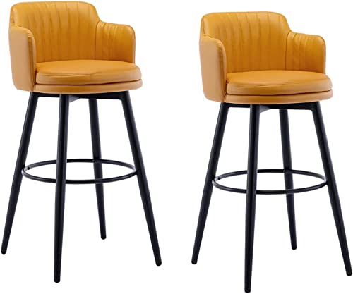 FGJUYLKvchgf 2er-Set Barhocker Kücheninsel Hohe Hocker mit Rückenlehne und bequemer Sitzfläche Stabiler Rahmen(Orange,75cm) von FGJUYLKvchgf