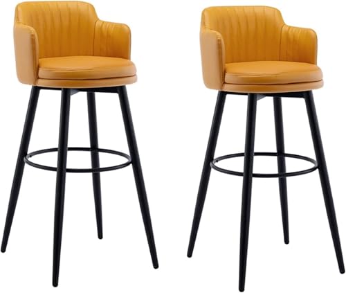 FGJUYLKvchgf 2er-Set Barhocker Kücheninsel Hohe Hocker mit Rückenlehne und bequemer Sitzfläche Stabiler Rahmen(Orange,80cm) von FGJUYLKvchgf